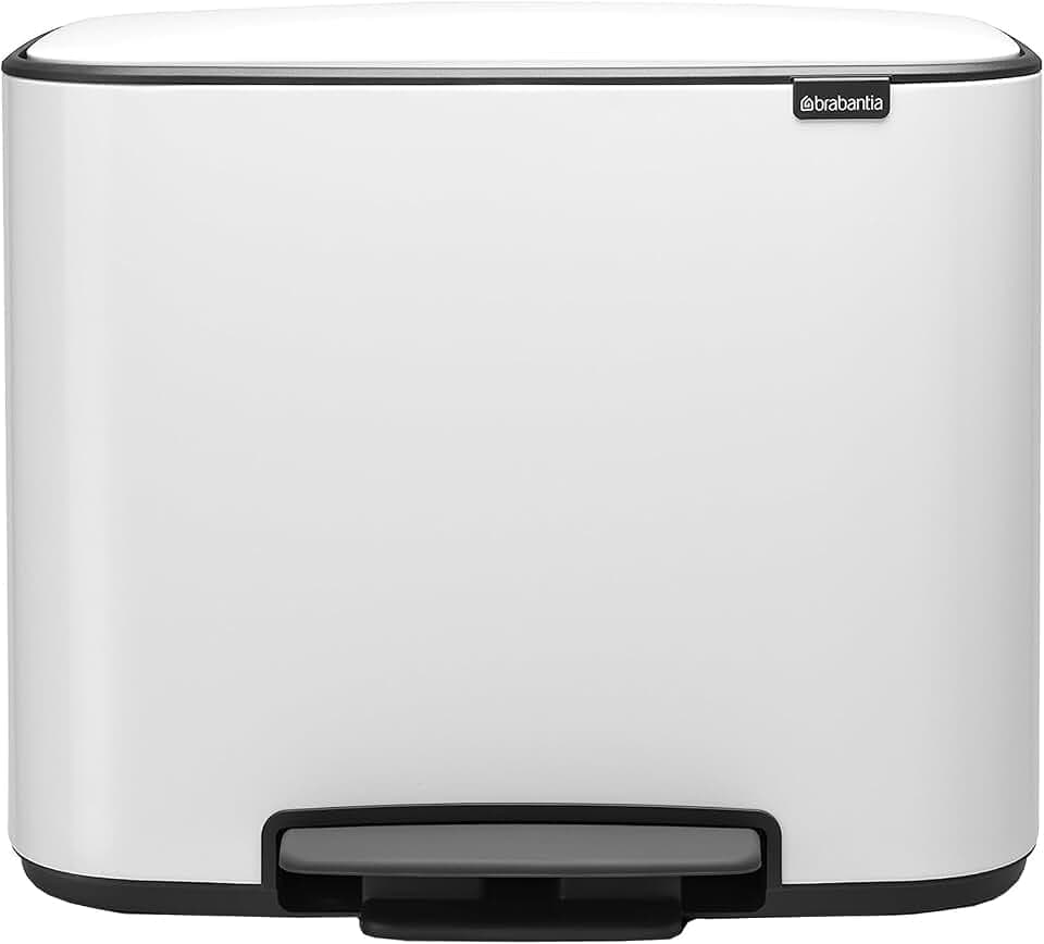 Brabantia 121005 BO Treteimer 3 x 11 L Abfalleimer, Metall, White, 54 x 36.5 x 44 cm, 3 x 11 Litre
