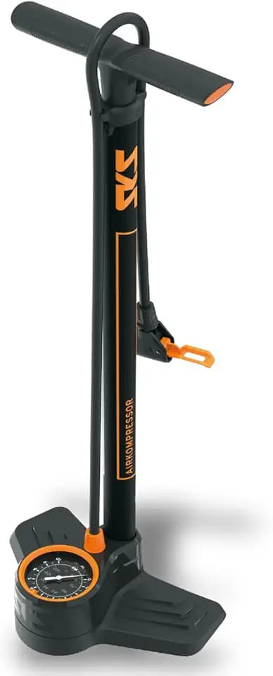 SKS GERMANY AIRKOMPRESSOR 10.0 Standpumpe (Luftpumpe für alle Ventilarten, stabiles Stahlrohr, großes Manometer, verlängerter Schlauch, max. Druck: 10 bar / 144 PSI)