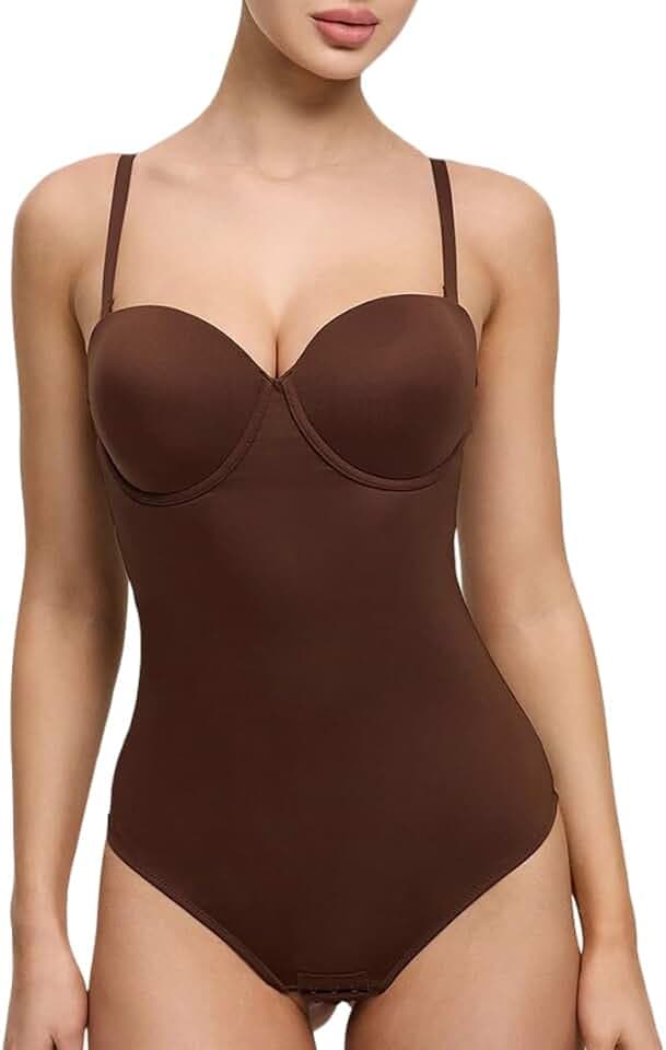 creamy fabrics Damen Push-Up Bodysuit mit String und integriertem BH – Figurformend & sexy – Hebt die Brust, formt Taille & Po – Nahtloser Body & Komfortable Shapewear