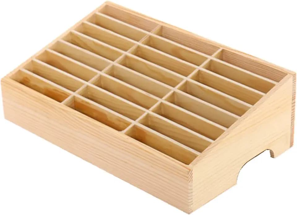 XICHENGSHIDAI 24-Slot Classroom Cell Phone Holder, Wooden Organizer