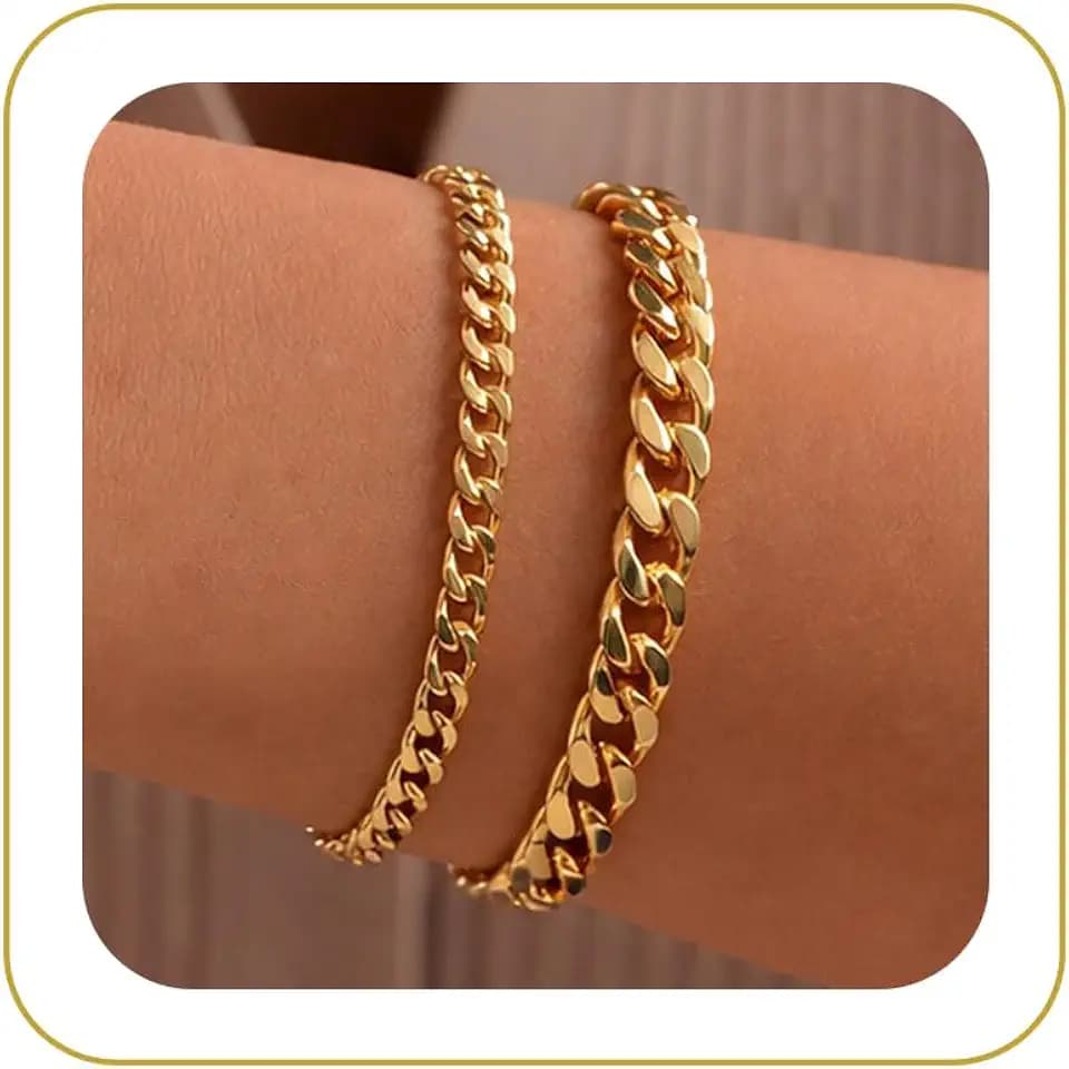 Gold Bracelets for Women Chunky 14K Gold/Silver Plated Bracelet