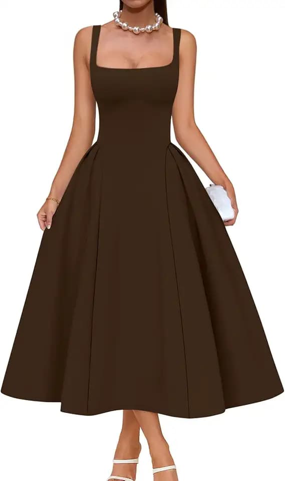 Memoriesea Women's Swing A Line Wedding Guest Party Midi Dress