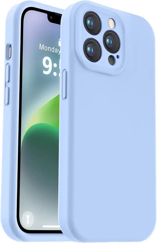 Vooii Compatible with iPhone 13 Pro Case, Liquid Silicone Upgrade [Camera Protection] [Soft Anti-Scratch Microfiber Lining] Shockproof Phone Case for iPhone 13 Pro 6.1 inch - Light Blue