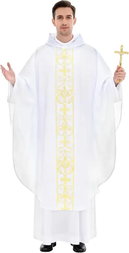 Clergy Vestments Chasuble Cross Robe Priest Cloak Church Mass