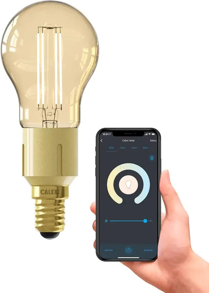 CALEX Smart Glühbirne E14, Mit App und Kompatibel Alexa Sprachsteuerung (4,5W), Wifi LED Leuchtmittel, Filament Dimmbar, Wlan Lampe Warmweiss