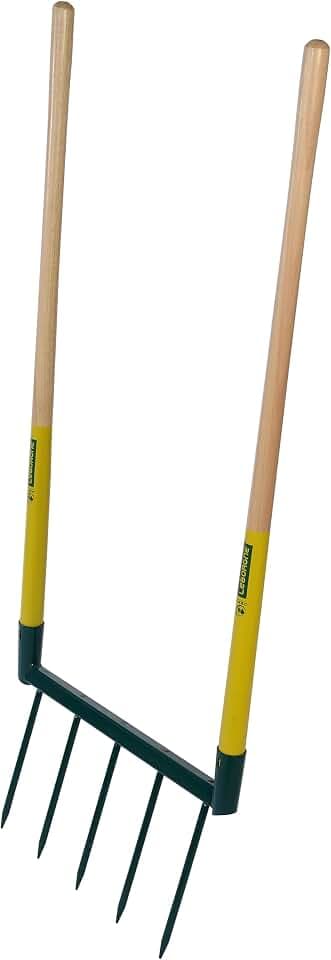 Leborgne, Biogrif Grelinette Naturovert Gartenwerkzeug aus gehärtetem Stahl und Holz, Modell 320321, Länge 40 cm, ideal für Bodenbearbeitung und umweltfreundliche Gartenarbeit