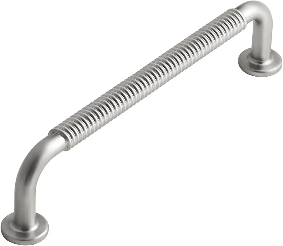 5 Pack Brushed Nickel Cabinet Pulls 5" Hole Center Silver Drawer Handles Kitchen Cupboard Bathroom Dresser Cabinet Hardware Spiral Zinc Alloy