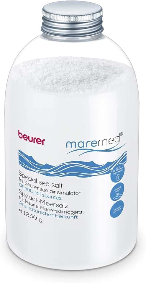 Beurer Spezial-Meersalz 1250 g für die Anwendung mit maremed MK 500 Meeresklimagerät, mehr als 65 Spurenelemente, inkl. Messbecher zur besseren Dosierung
