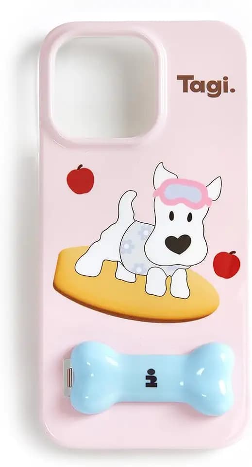 Tagi. Haha Little Tail Phone Case with Metal Bracket Holder, Shockproof Protection Cell Phone Cover 15/16 Pro Max (Berry, Phone 16 Pro)