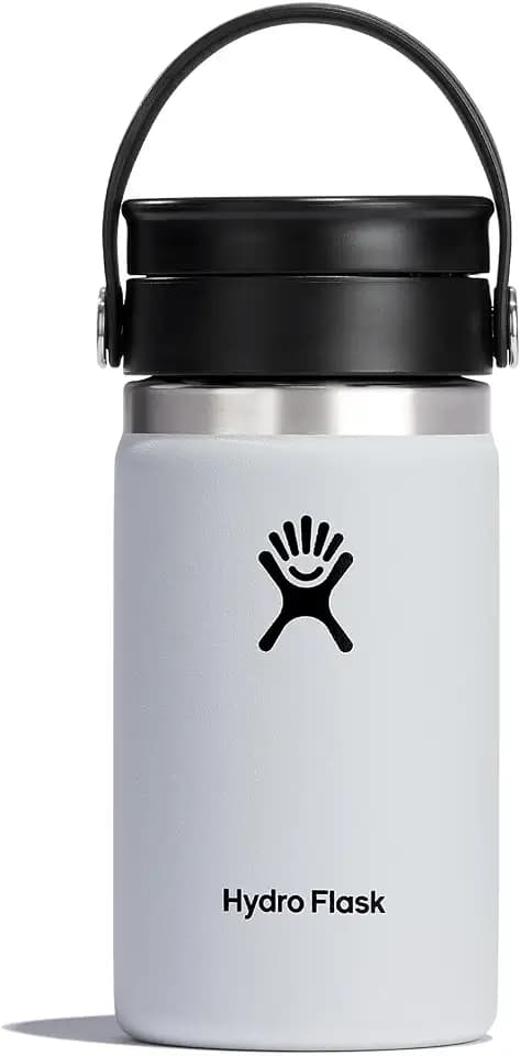 Hydro Flask Reise-Kaffeeflasche , Edelstahl und vakuumisoliert, große Öffnung mit auslaufsicherem Flex Sip-Deckel, White, 354ml (12 oz)