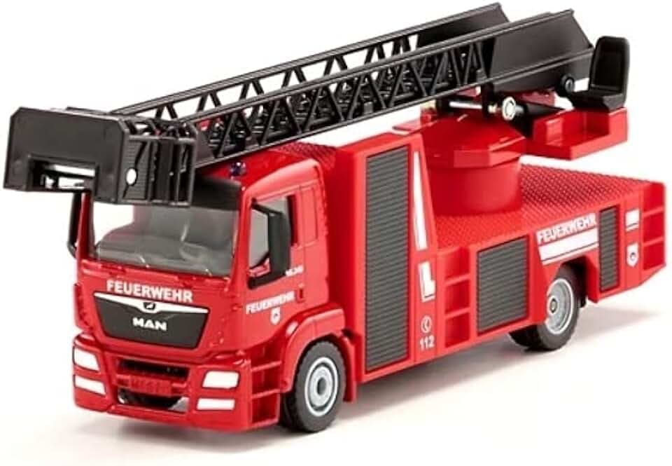 Siku 2114 MAN Feuerwehr Drehleiter, 1:50, Metall/Kunststoff, Rot