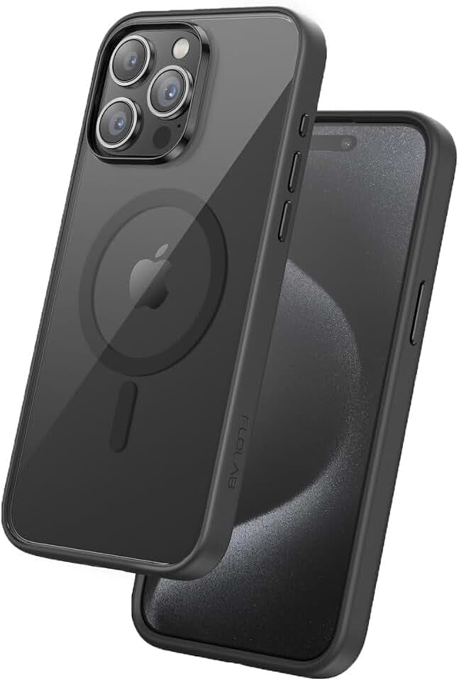 FLOLAB Surtect Tri-Fusion Magnetic iPhone 15 Pro Case - Protective Slim Design, MagSafe Compatible, Military Grade, Midnight Black