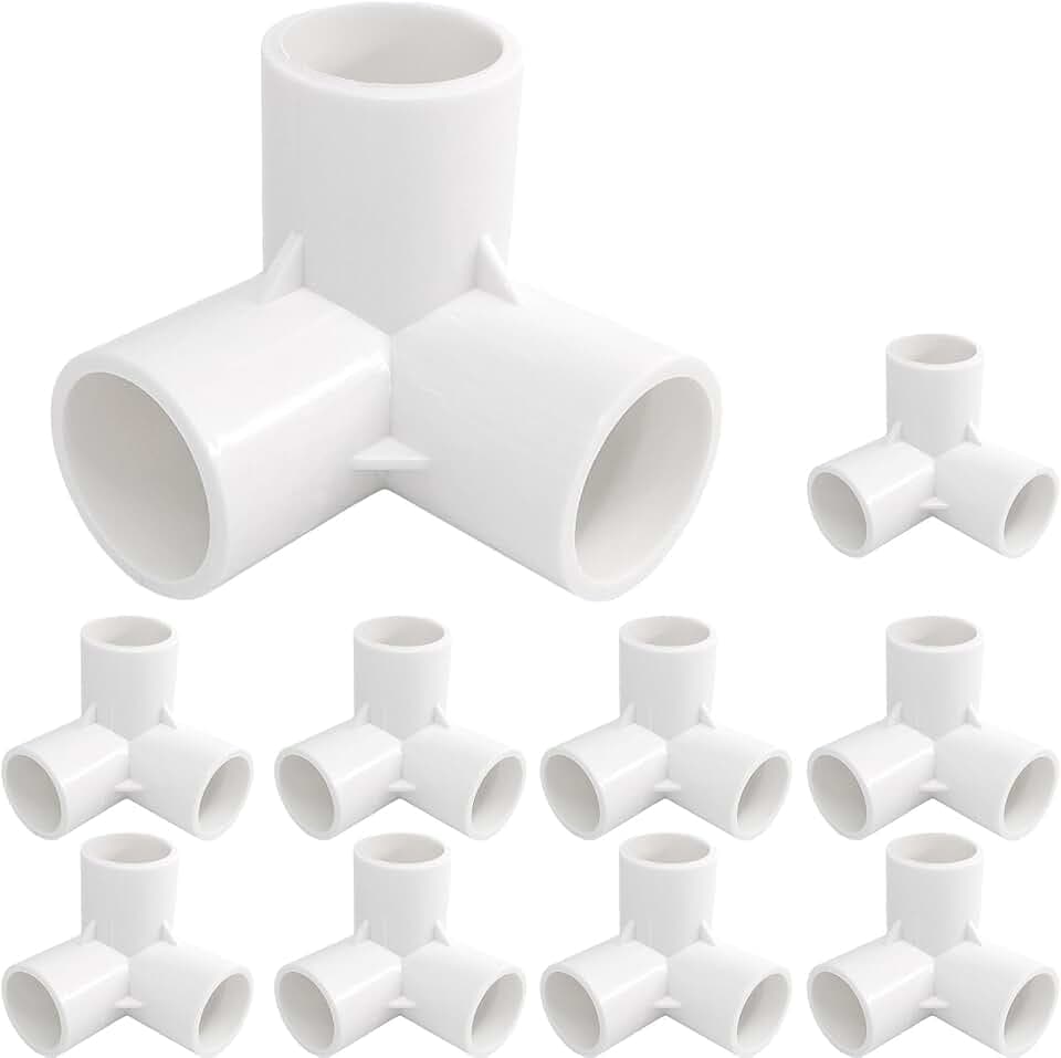 Gardeningwill 10 Stück 3-Wege-PVC-Fassungen, 25 mm, robuste Gewächshaus-Rahmen-Möbelverbinder