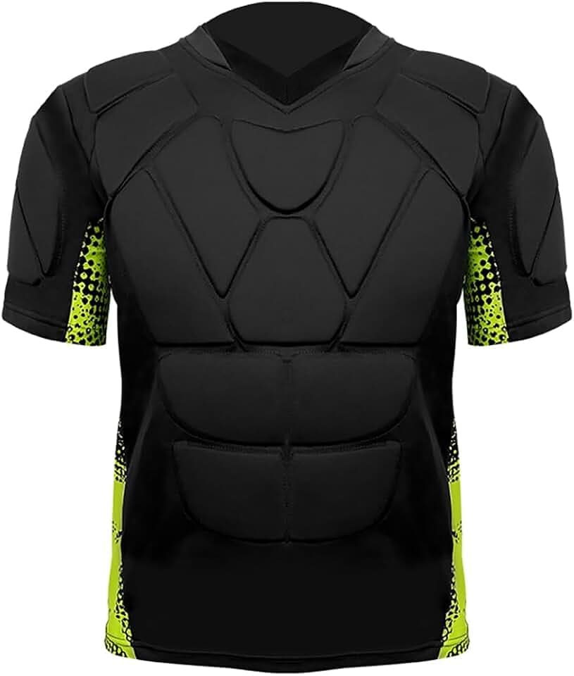 Mens Padded Football Shirts 37-Pads Womens Protective Compression Shirt for Soccer Rugby Volleyball Ball