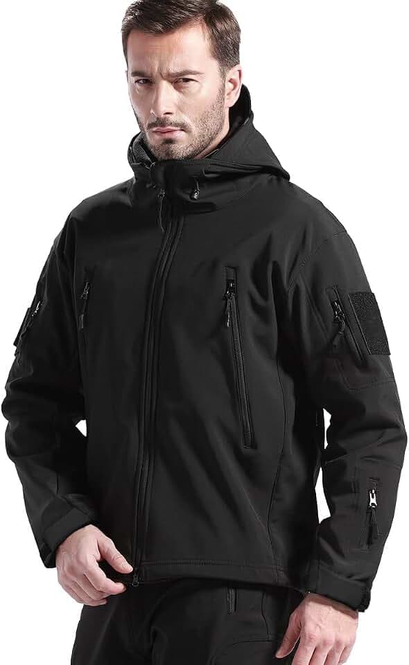 FREE SOLDIER Herren Winterjacke Military Softshell Jacken Outdoor Fleecefutter Winddichte wasserdichte Jacke mit Kapuze Warme Taktische Jacken mit Mehreren Taschen für Jagdausflüge
