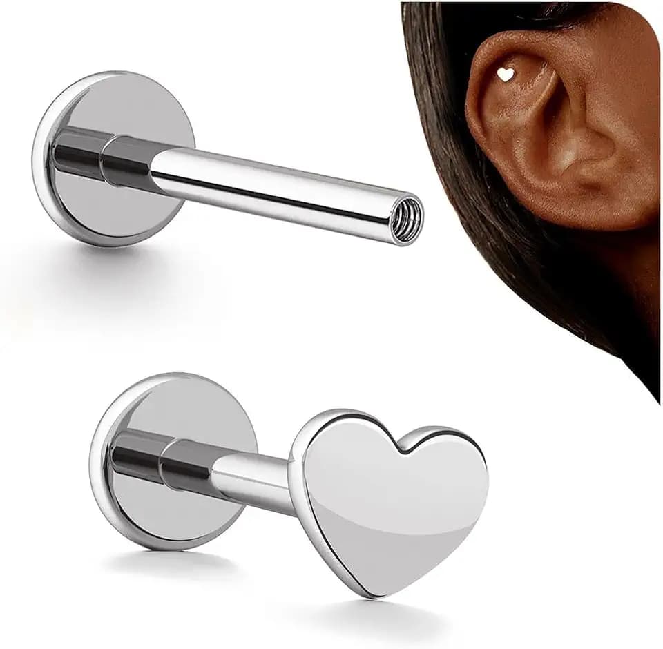 G23 Titanium 16G Tragus Conch Piercing Jewelry Flat Back Stud Earrings