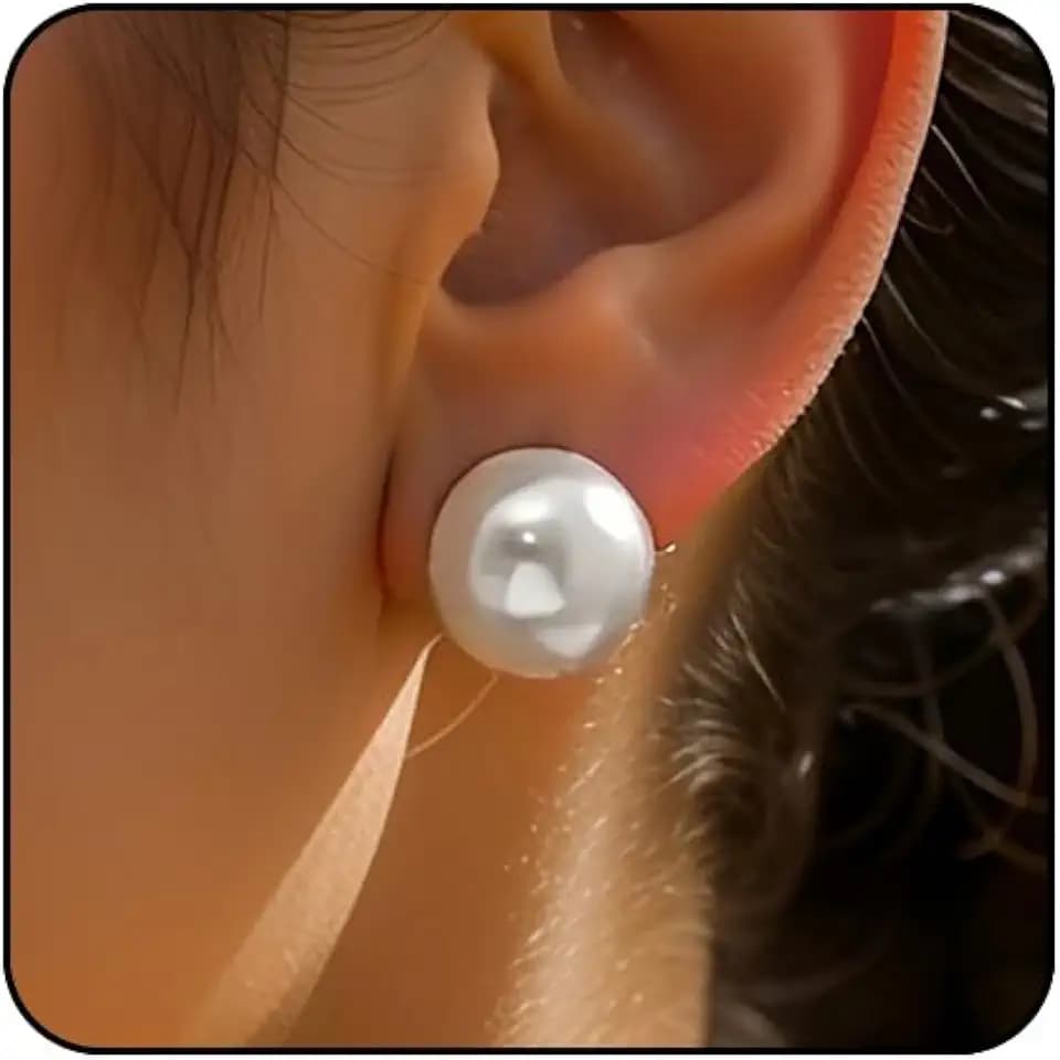 Big Pearl Earrings for Women White Vintage Pearl Stud Earrings for Women Hypoallergenic Large Round Bridal Earring Prom Wedding Jewelry