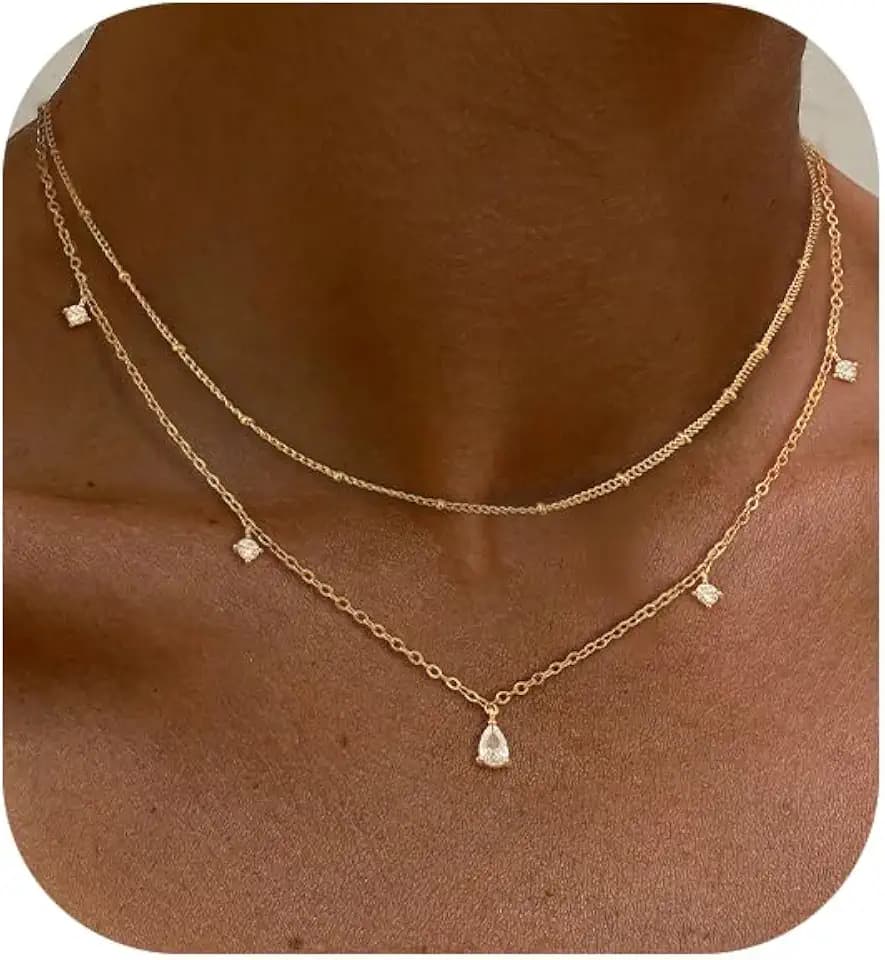 Layered Necklaces For Women,Dainty Gold Plated Necklace Stack Prom Layering Necklaces For Women Trendy Chain Cross Choker Necklace Set Fashion Accessories