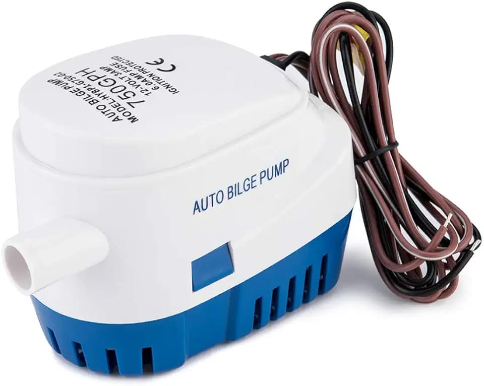 Dontmiss 750 GPH Automatic Submersible Bilge Pump, 12V Boat Bilge Pump with Float Switch, High-Flow 3-Blade Impeller, Snap-Off Strainer, 3/4" Outlet - Compact All-in-One for Boats, RV, Ponds & Pools
