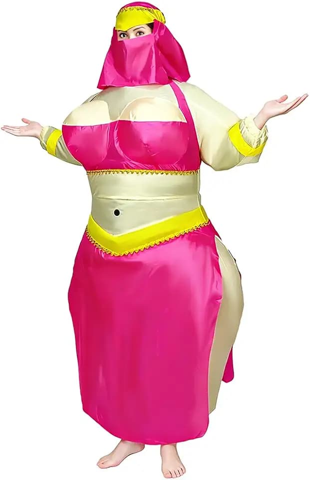 MXoSUM Funny Inflatable Costume for Women Funny Blow Up Belly Dancer Suit Princess Halloween Cosplay Costume for Adult