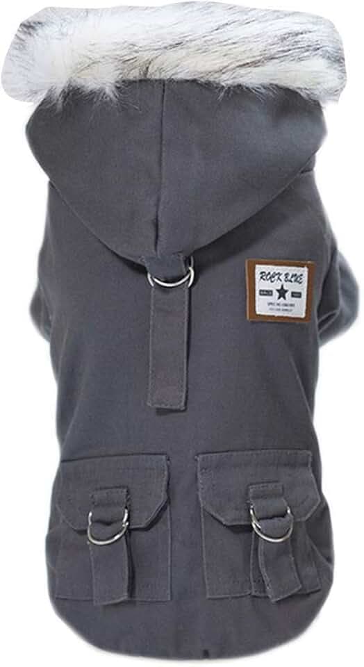 Rdc Pet Pet Hunde Kapuzenpullis Arbeitskleidung verdickter Hund insgesamt Hund Militäruniform Armee Sweater Baumwolljacke Pelzmantel für kleine Hund mittlere Hund (Grau,M)