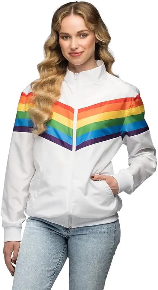 Boland - Trainingsjacke Vintage Rainbow, Kostüm für Damen im Retro Style, Gruppenkostüm für Mottoparty oder Karneval