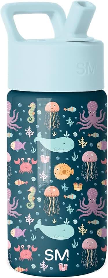 Simple Modern Trinkflasche für Kinder mit Trinkhalm | Isolierter wiederverwendbarer Edelstahlbecher für Jungen und Mädchen Kleinkind | Summit Sammlung | 415ml | Under the Sea