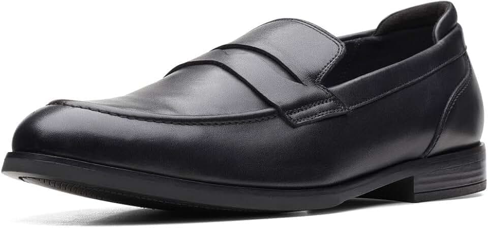 Clarks Bradish Ease Lederschuhe in Schwarz Standard Fit Größe 45, Schwarz, 46 EU