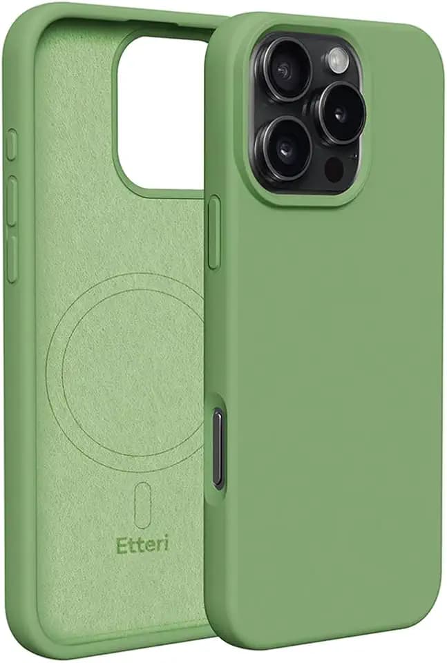 Etteri Handyhülle für iPhone 16 Pro Max Silikon Hellgrün Matt 6,9 Zoll – Kompatibel mit Magnetzubehör – Hülle mit Kameraschutz – Kratzfest Stoßfest Schmutzabweisend – Perfekter Schutz für Smartphone