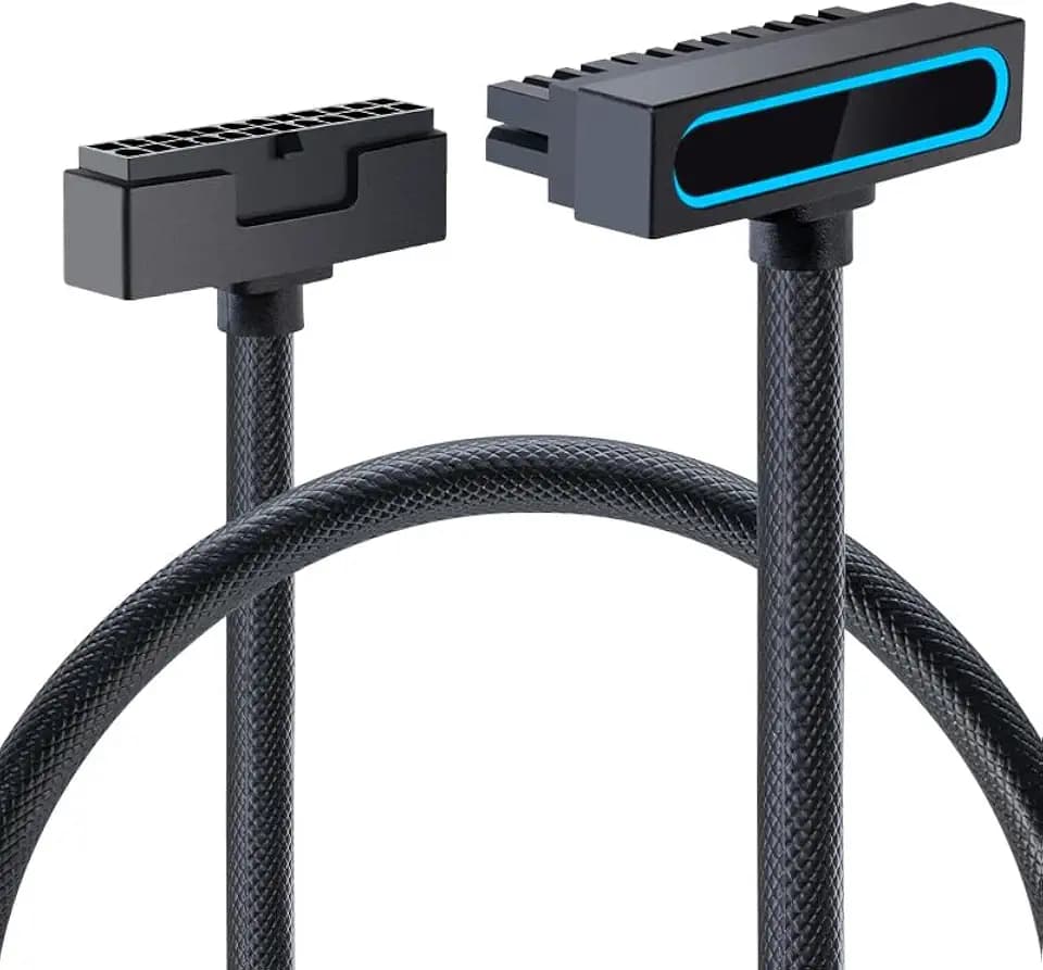 Hydra-24PIN PC PSU Extension Cable ARGB LED, Copper Wire Motherboard Power Extension Cable Integrated Minimalist Design, 2000W Power (Whole Set) Male to Female (Black)