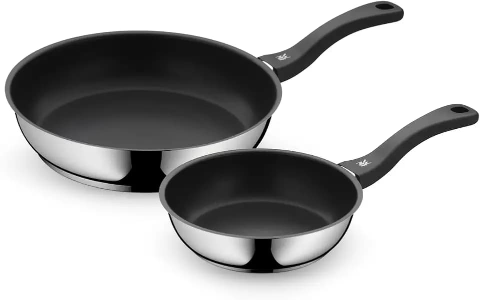 WMF Devil Pfannenset Induktion 2-teilig – Bratpfannen 20, 28 cm – Edelstahl Cromargan Antihaft Pfannen Set, beschichtet, spülmaschinengeeignet, backofenfest, hitzebeständig und kratzfest