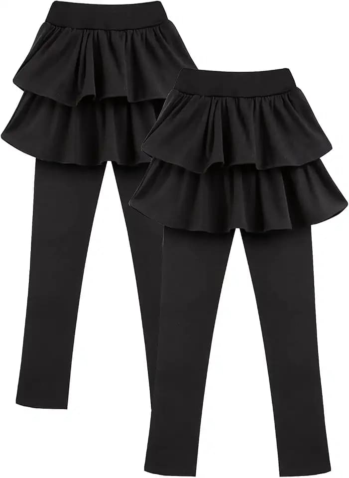 Girls School Uniform Pants Leggings with Skirt Cotton Kids Toddler Tutu Pants