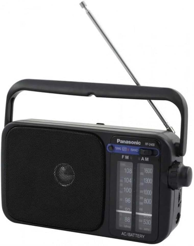 Panasonic RF-2400DEG-K Tragbares Radio mit Griff, Netz- oder Batteriebetrieb schwarz