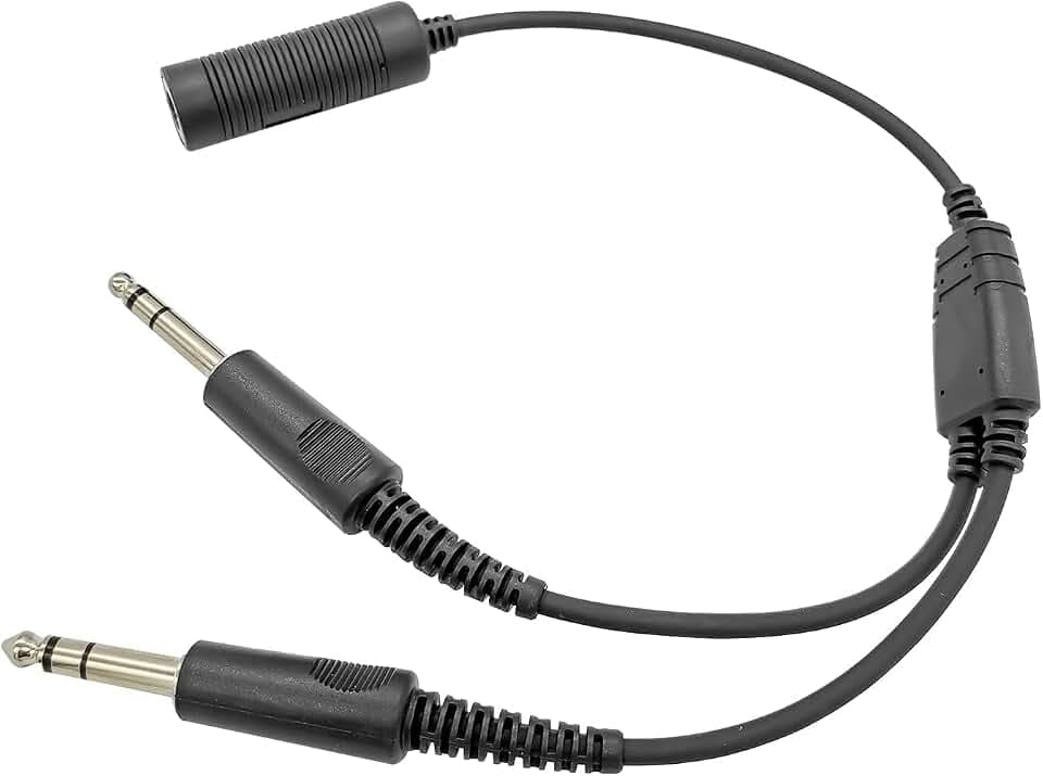 General Aviation Headset GA Dual Plug to Helicopter U174 Adapter Pilot Headphones Connector (11-U174-GA-civilian)