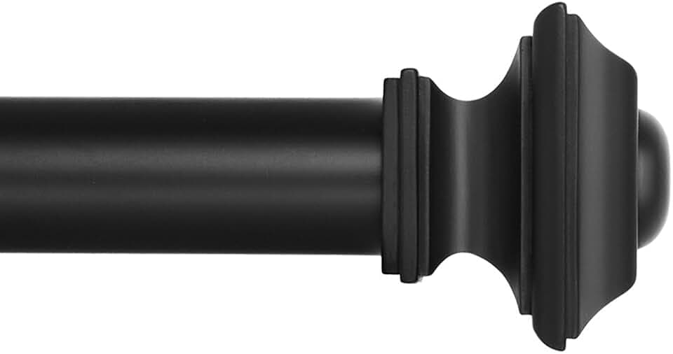 Ivilon Drapery Treatment Window Curtain Rod - Square Design 1 1/8 Rod. 48 to 86 Inch. Black