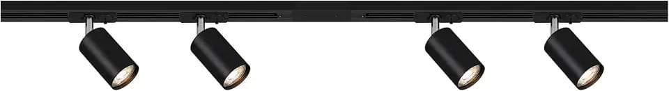 BRILONER - Schienensystem Rail Starterset, 4x GU10 Spots schwenkbar, erweiterbar, Lichtschienensystem Decke, Strahler Schiene, Deckenlampe, Deckenleuchte, Spotlight, 1,5 m, Schwarz