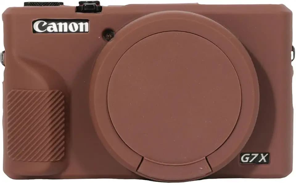 Case for Canon Powershot G7X Mark III Digital Camera, G7X Mark iii Camera Silicone Case, Anti-Scratch Slim Fit Soft Skin, G7X Mark 3 Accessories with Detachable Lens Cover - Brown