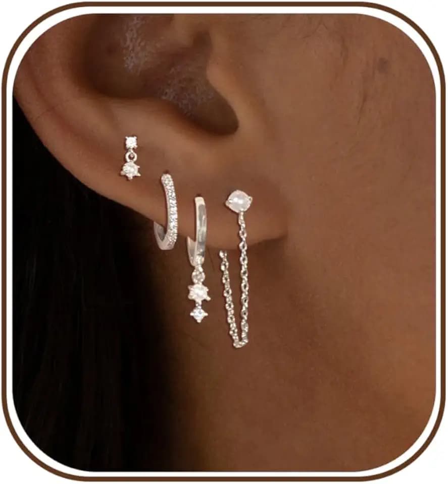 Gold Earrings for Women, Dainty Earring Stacks 14K Gold Plated Huggie Earrings for Women Trendy Hypoallergenicc Unique Dangle Drop Earrings Set Cute Small Huggie Hoop Earrings Womens Jewelry