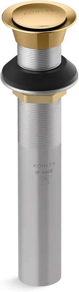KOHLER K-33151-2MB Bathroom Sink Clicker Drain w/o Overflow, Premium Metal, Corrosion Resistant, Vibrant Brushed Moderne Brass