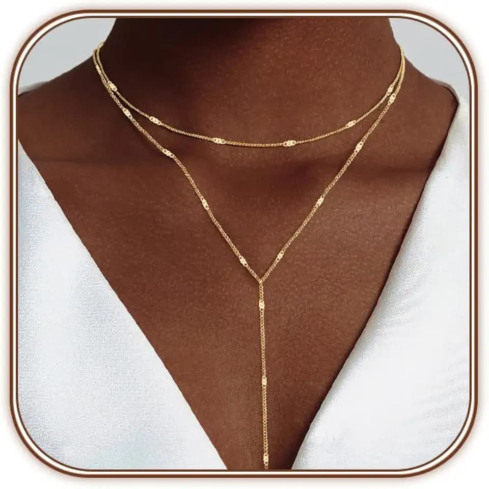 HAXIYA Gold Pearl Y-Shaped Necklace for Women Layered Lariat Long Pendant