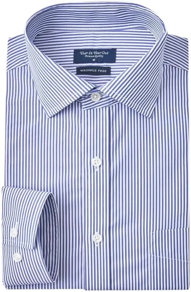 Year In Year Out Wrinkle Free Dress Shirt for Men Regular Fit Long Sleeve Wrinkle Resistant Shirt