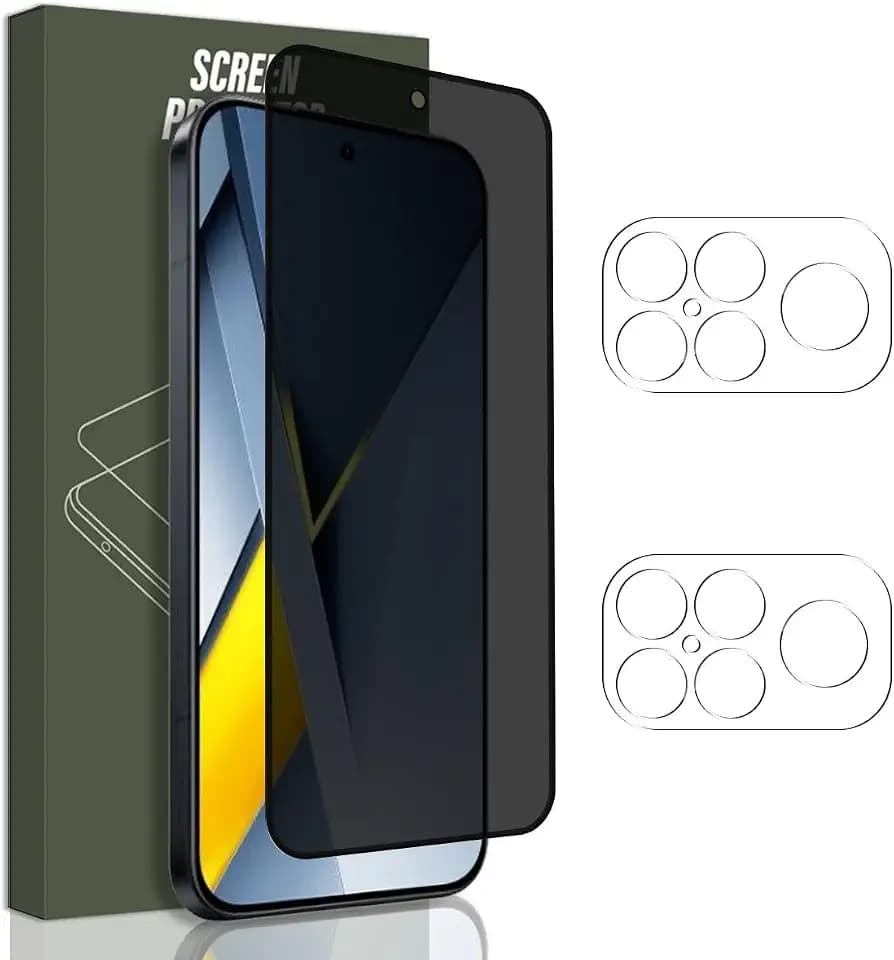 Jewloofa Privacy Schutzfolie für Xiaomi Poco F8 Ultra Panzer Schutz Glas, 1 Stück Anti Spähen Privatsphäre Sichtschutzfolie und 2 Stück Kameraschutz, 9H, Anti-Spy Panzerfolie für Xiaomi Poco F8 Ultra