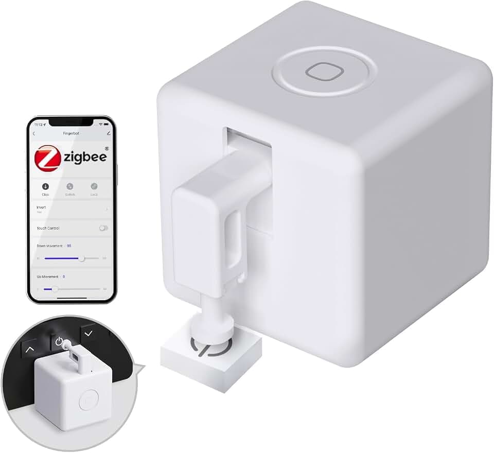 MOES ZigBee Fingerbot Plus Smart Switch Toggle-Smart Button Pusher Upgrade mit Touch-Steuerung,erfordert MOES Gateway für Alexa, Google Home und Timer-Steuerung