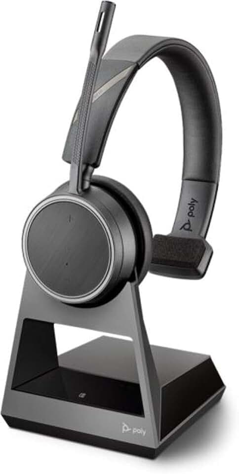 Plantronics – Voyager 4210 Office Headset (Poly) – Mono Bluetooth-Kopfhörer mit Bügel-Mikrofon, Noise-Cancelling & Ladestation – Anschluss an Mobil- & Festnetztelefon - Teams, Zoom & mehr