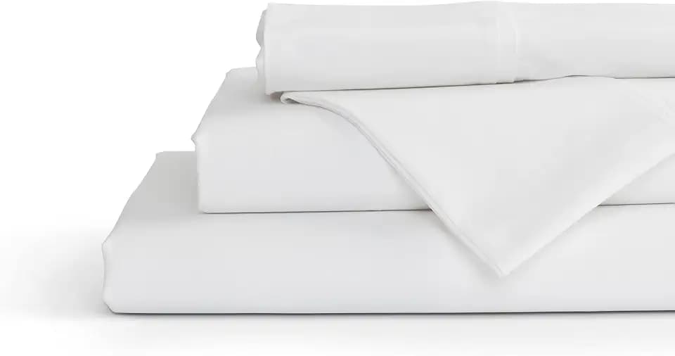 Linen Home 4 Piece Twin Size 100% Cotton Percale Sheet Set, White