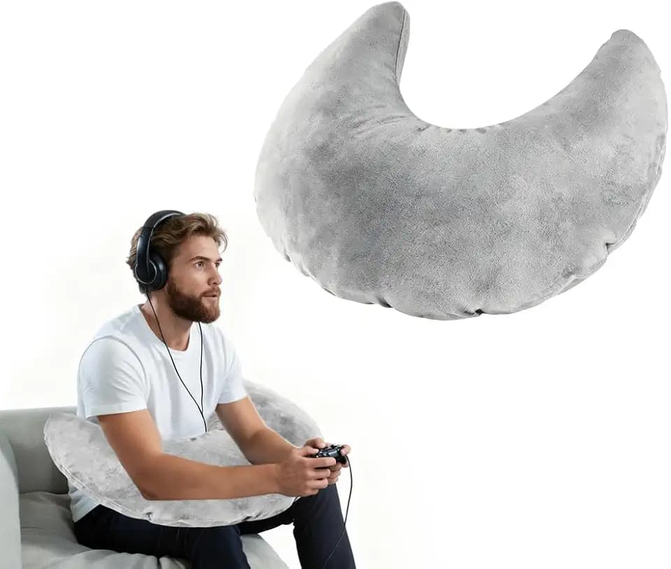 Gaming Kissen Lesekissen, Ergonomic Aufblasbares Armstützkissen für Lange Gaming-Sessions, Häkelkissen, Gamer-kissen, Spieler-kissen, Reading Pillow für das Sitzen auf dem Bett/Sofa/Fußboden (Grau)