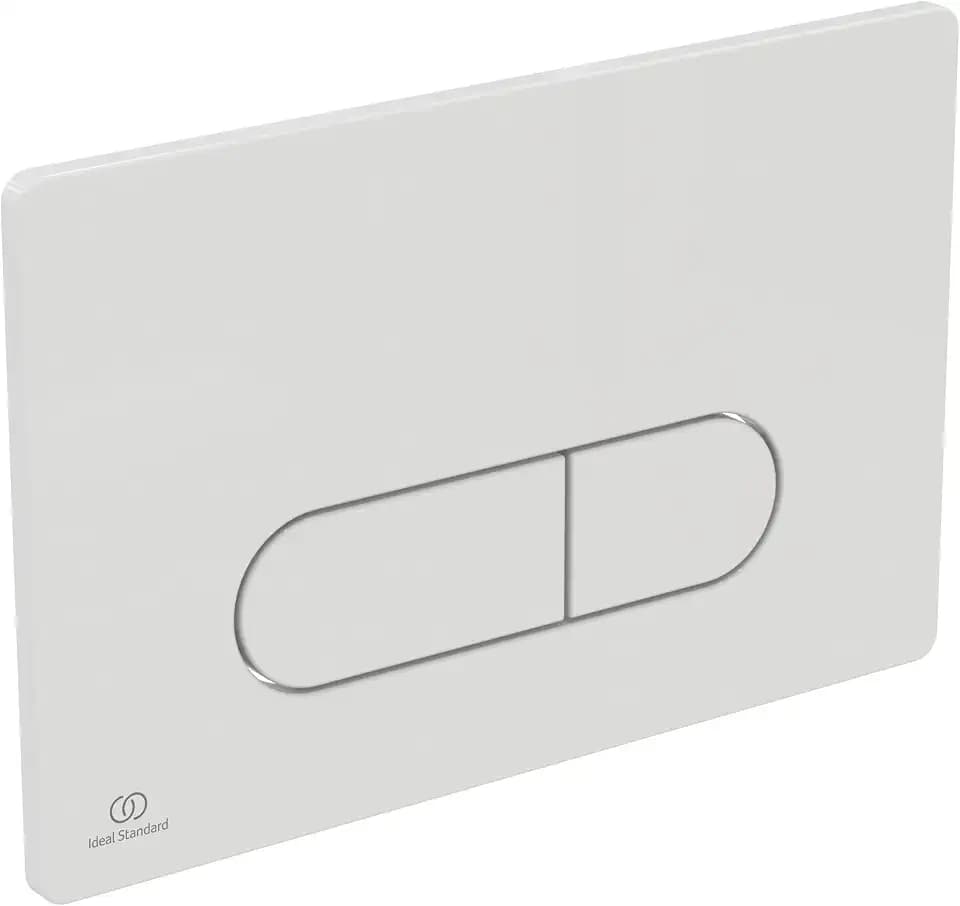 Ideal Standard Oleas Betätigungsplatte, 2-Mengen-Spültechnik durch mechanische Auslösung, leichte Bedienung und langlebiges Design (eckig/rund) – Weiß (234x8.5x154 mm)