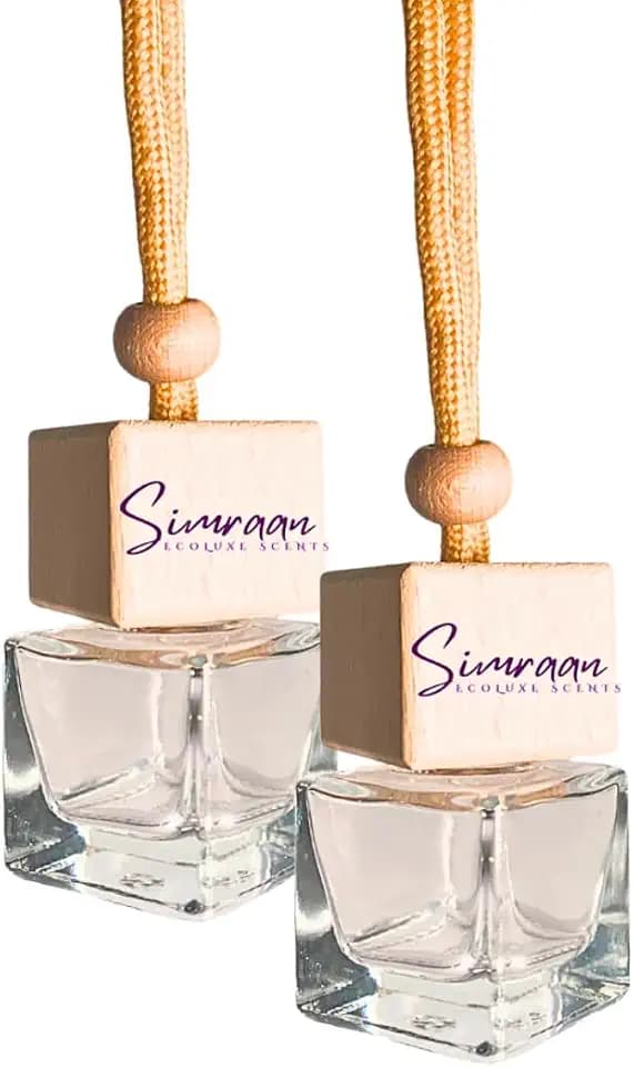 Simraan Scents Car Freshener Air Diffuser - Essential Oil Diffuser, Non-Toxic Natural Car Freshener, Vanilla Butter Luxury Gold Scent, 2 Bottles Long Lasting 6 Months