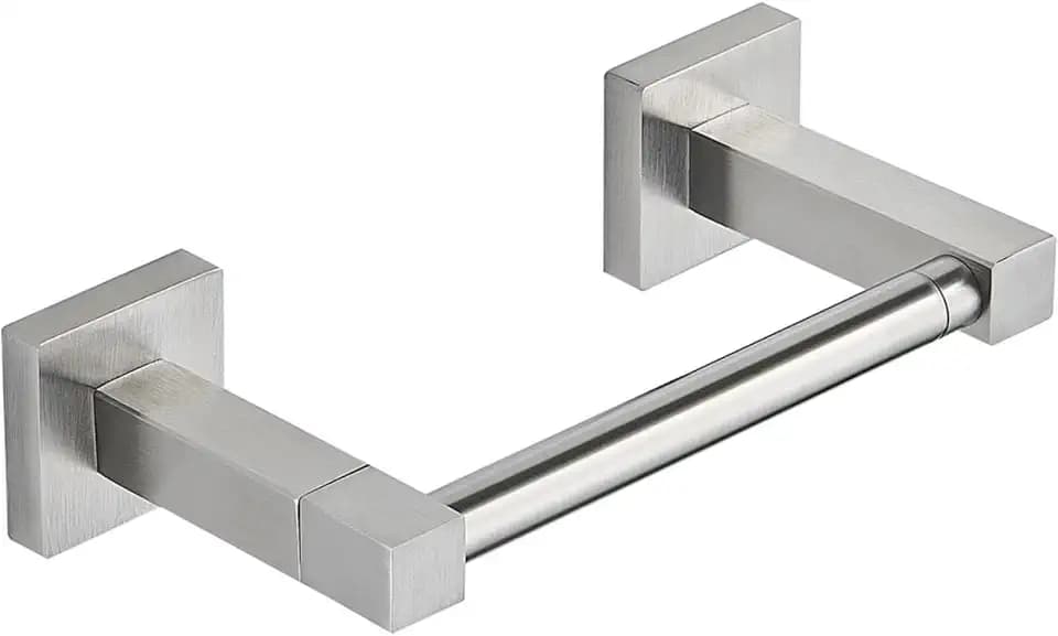 Toilet Paper Holder Wall Mounted for Bathroom, Double Post Pivoting Square Tissue Holders Roll Holder Hangers Toilet Paper Stand (Silver)