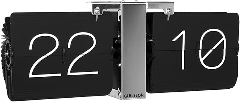 Karlsson Flip Clock No Case - Schwarz/Chrom - 36x8.5x14cm